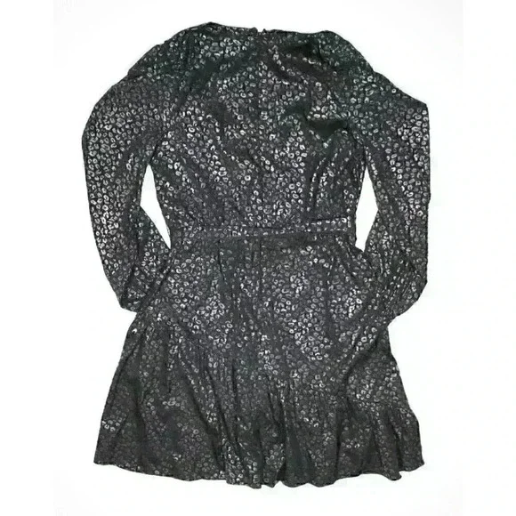 NEW! DKNY Women's 6 Long Sleeve V-Neck Ruffle Fit and Flare Dress NWT $134 - Picture 2 of 3